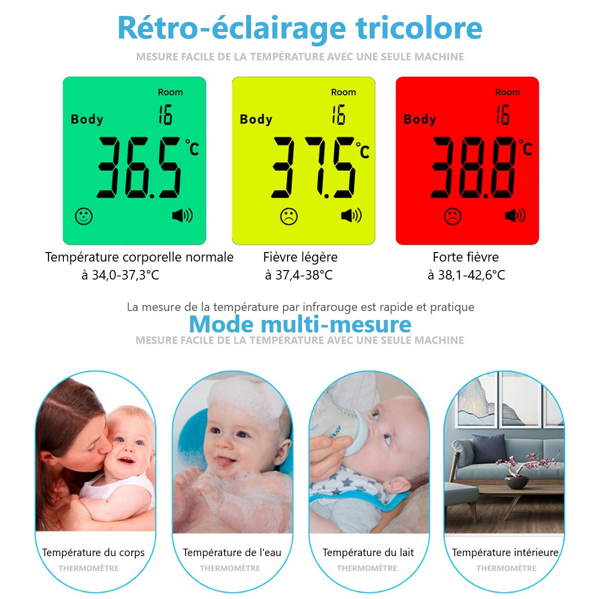 Thermomètre Infrarouge Sans Contact - Blanc