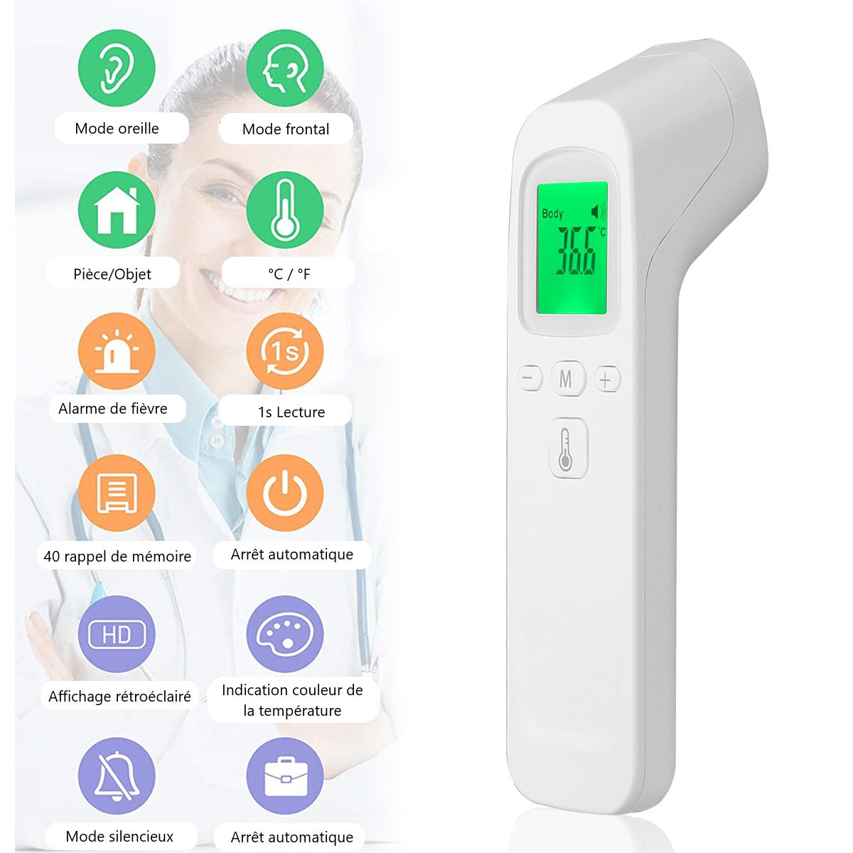 Thermomètre Infrarouge Sans Contact - Blanc