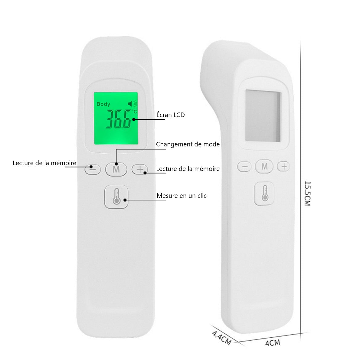 Thermomètre Infrarouge Sans Contact - Blanc