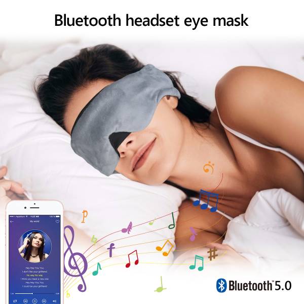 Masque De Sommeil  Avec Casque Bluetooth Integree - Gris