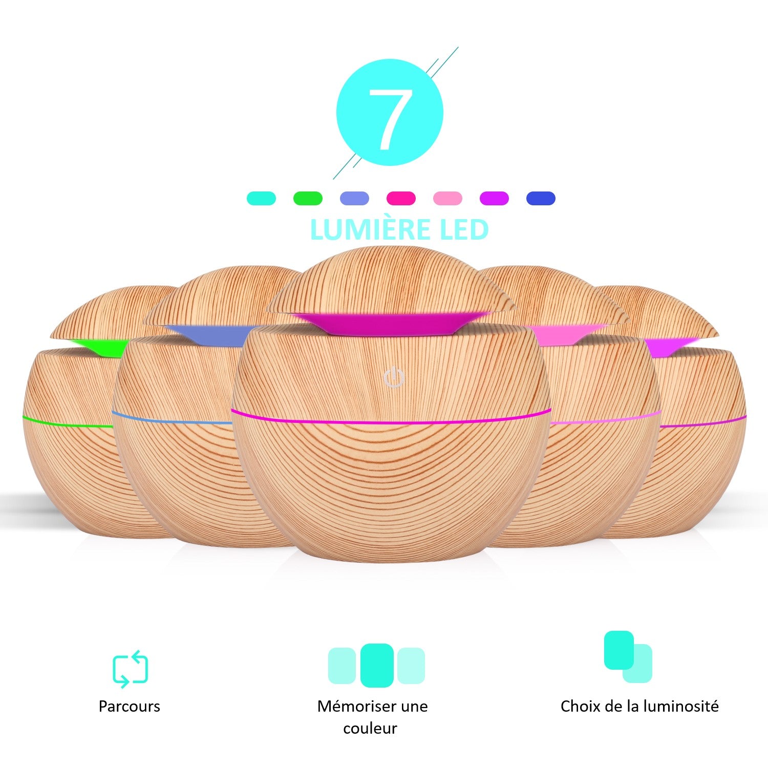 Humidificateur Avec Eclairage D'Ambiance Led - Bois