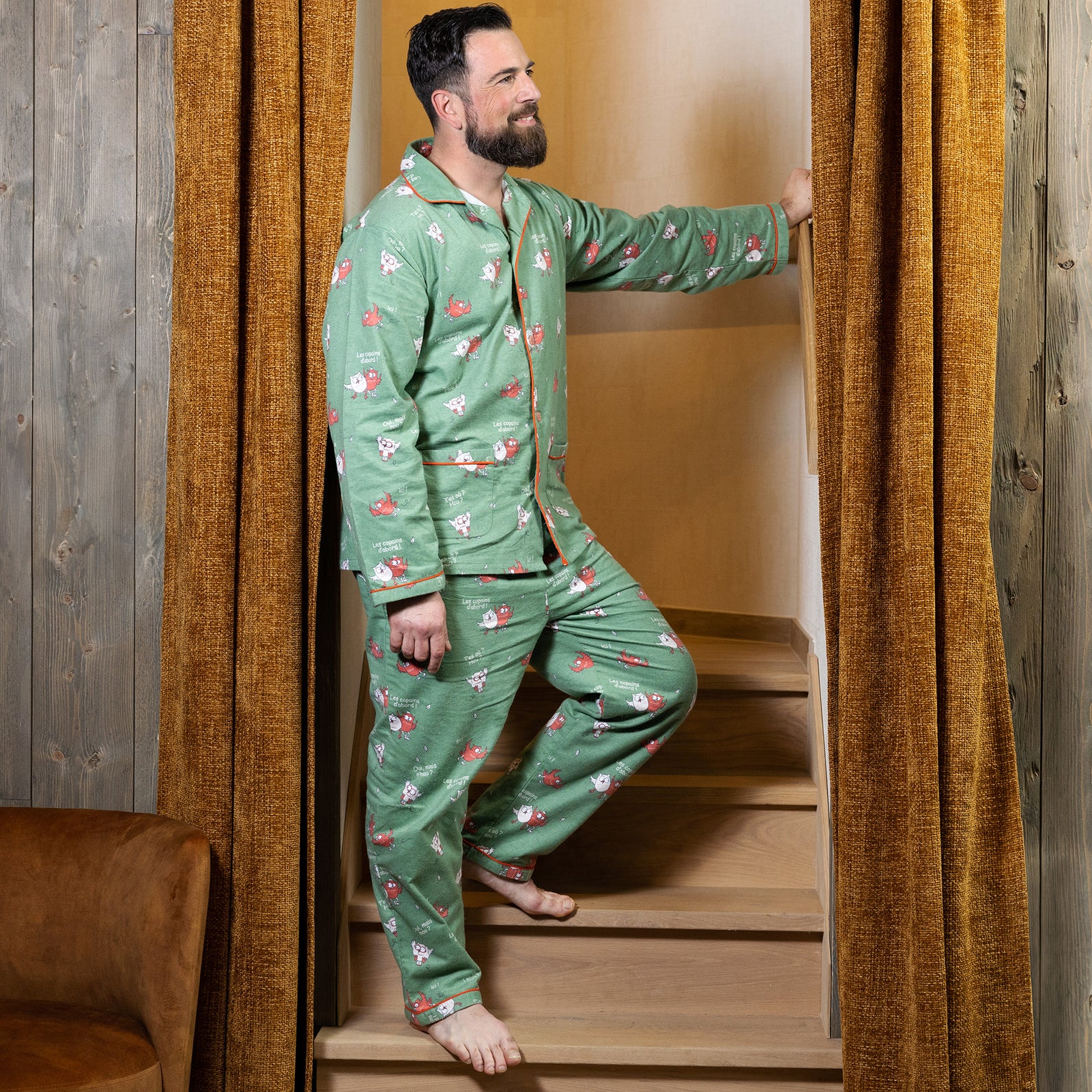 Pyjama Flannelle  - Men - Vert Kaki