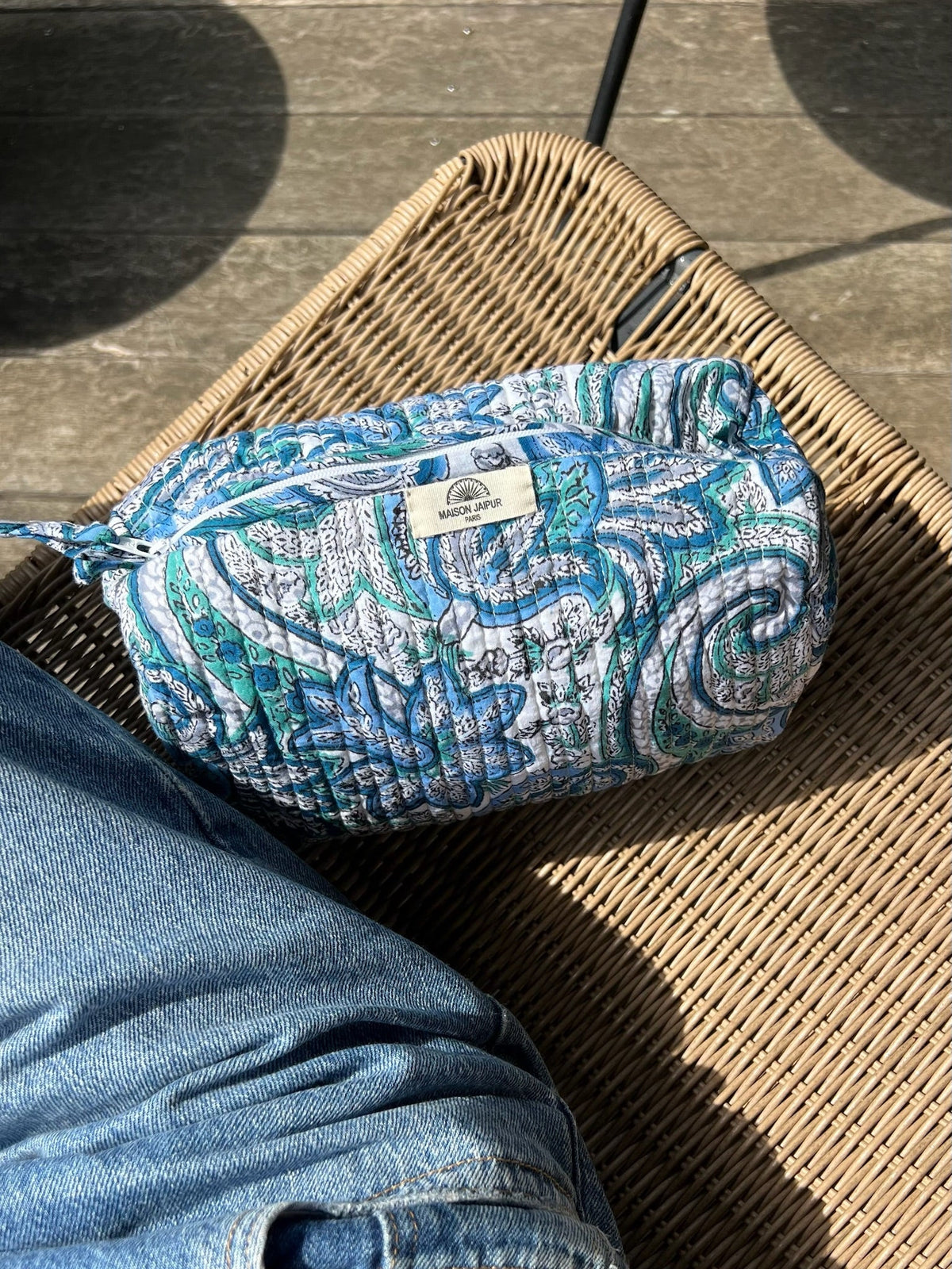 Pouch Delhi M Bleu en voile de coton