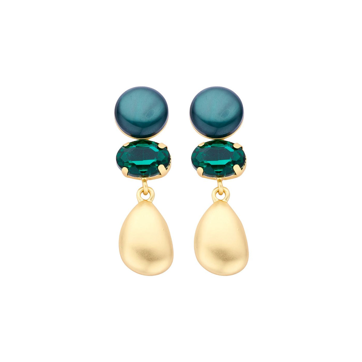Boucles D'Oreilles - Kob28 Oorbellen Donkergroen
