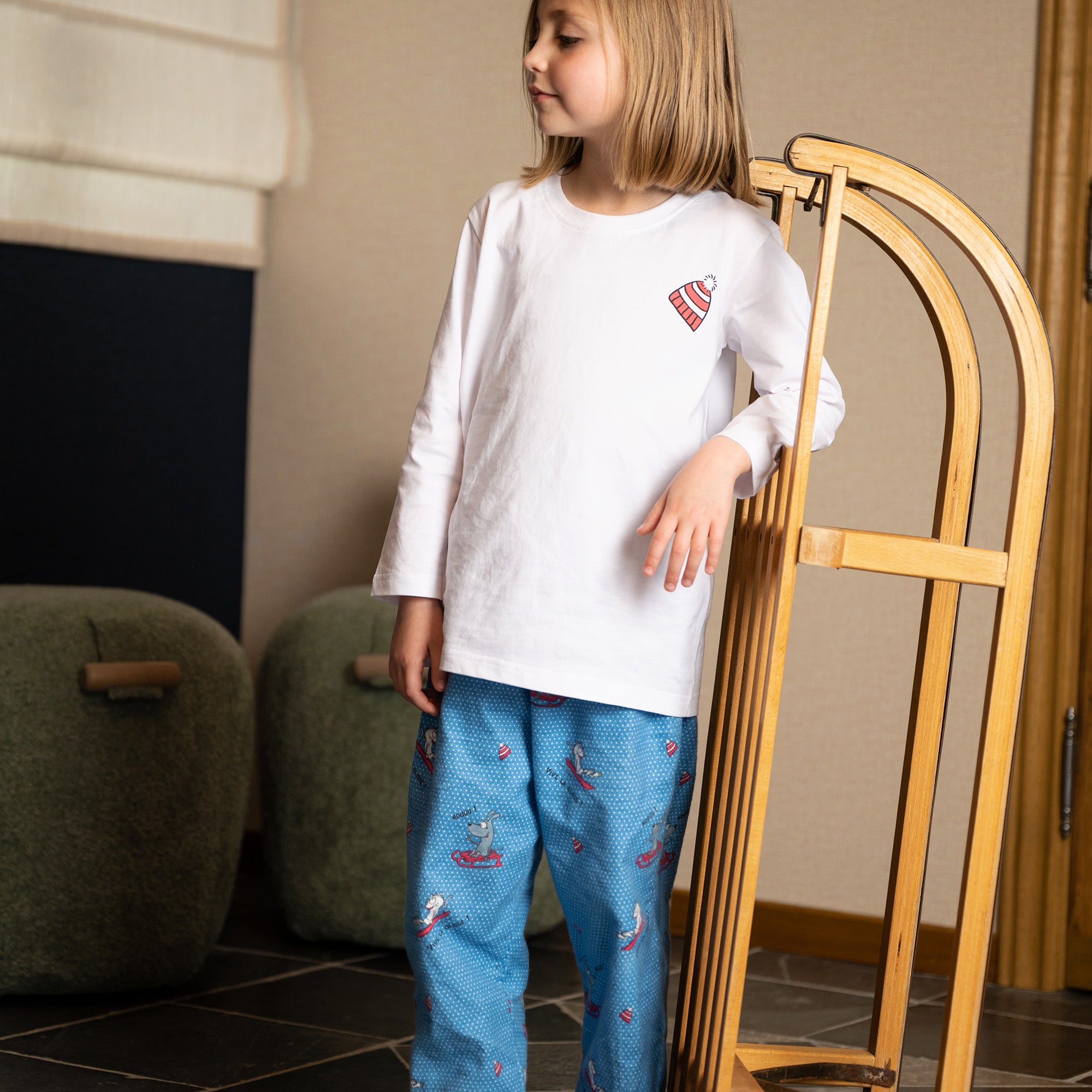 Pyjama Flannelle Et Jersey - Boy/Girl - Blanc Et Bleu