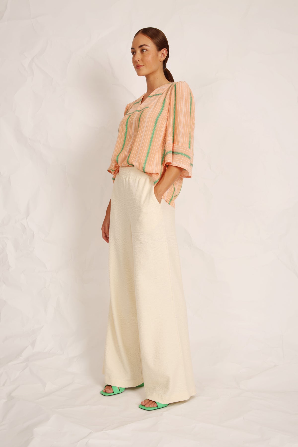 Blouse - Celery - Coral Orange