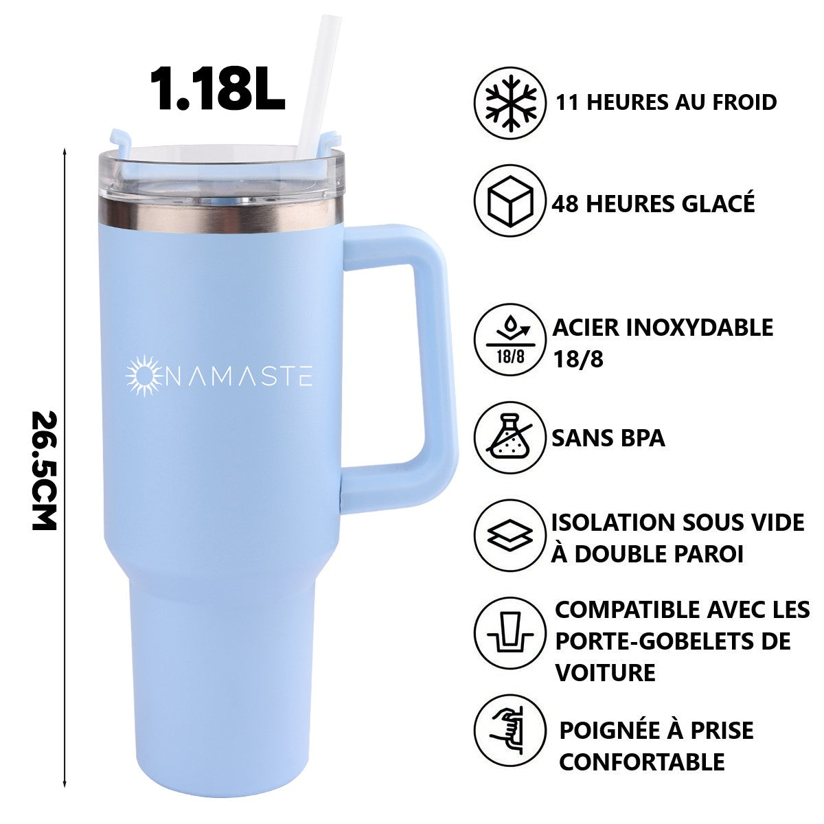Thermos Isotherme Onamaste 1,2L - Bleu Ciel
