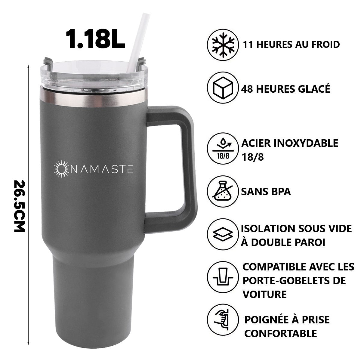 Thermos Isotherme Onamaste 1,2L - Gris