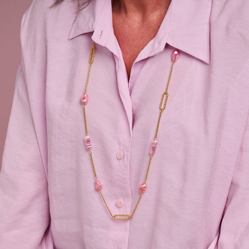Collier - Dadelief Halsketting Lichtroze