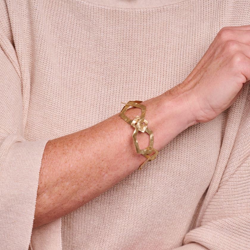 Bracelet - Driek Armband Goudkleurig Mat