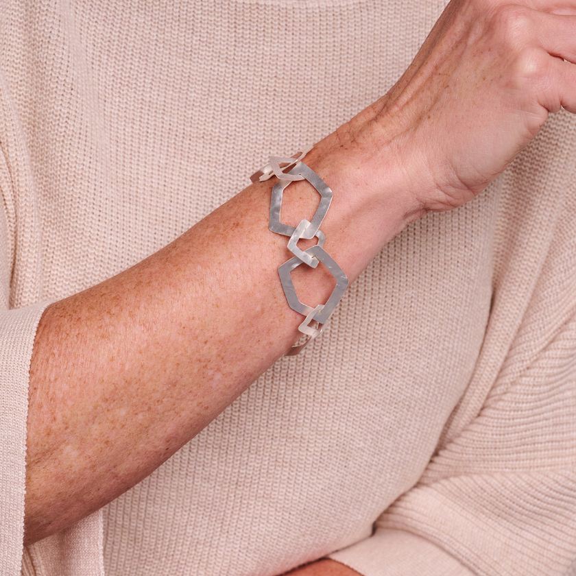 Bracelet - Driek Armband Zilverkleurig Mat