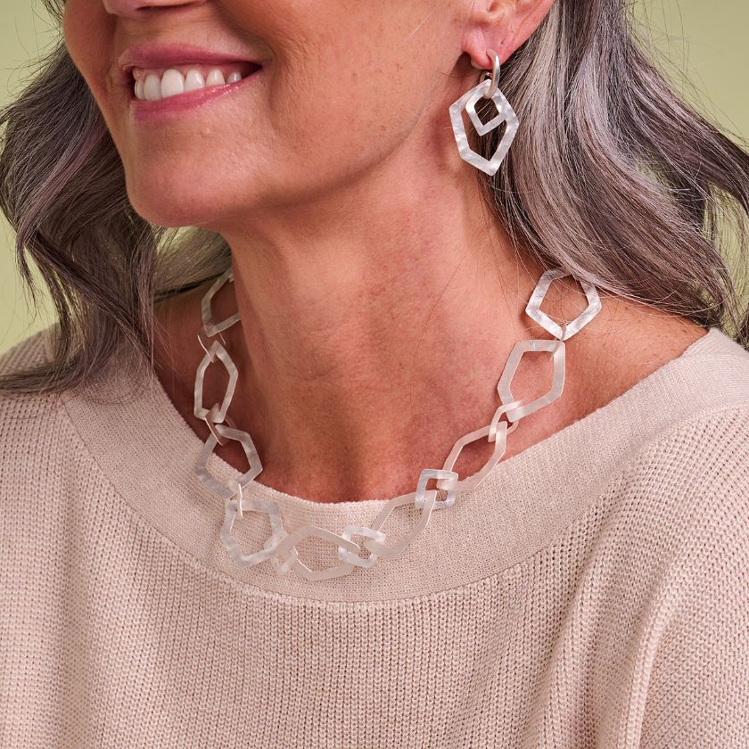 Boucles D'Oreilles - Driek Oorbellen Zilverkleurig Mat