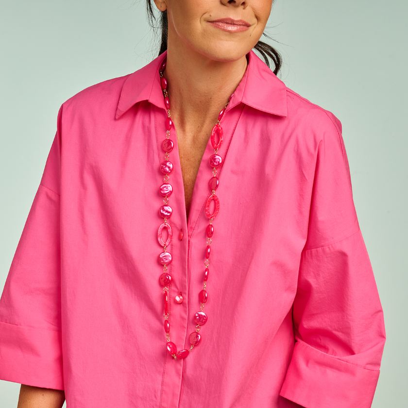 Collier - Karnlang Halsketting Fuchsia