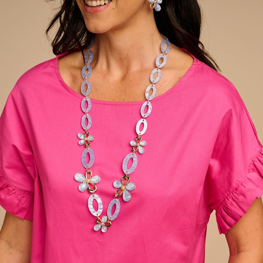 Collier - Klaaslang Halsketting Lichtblauw