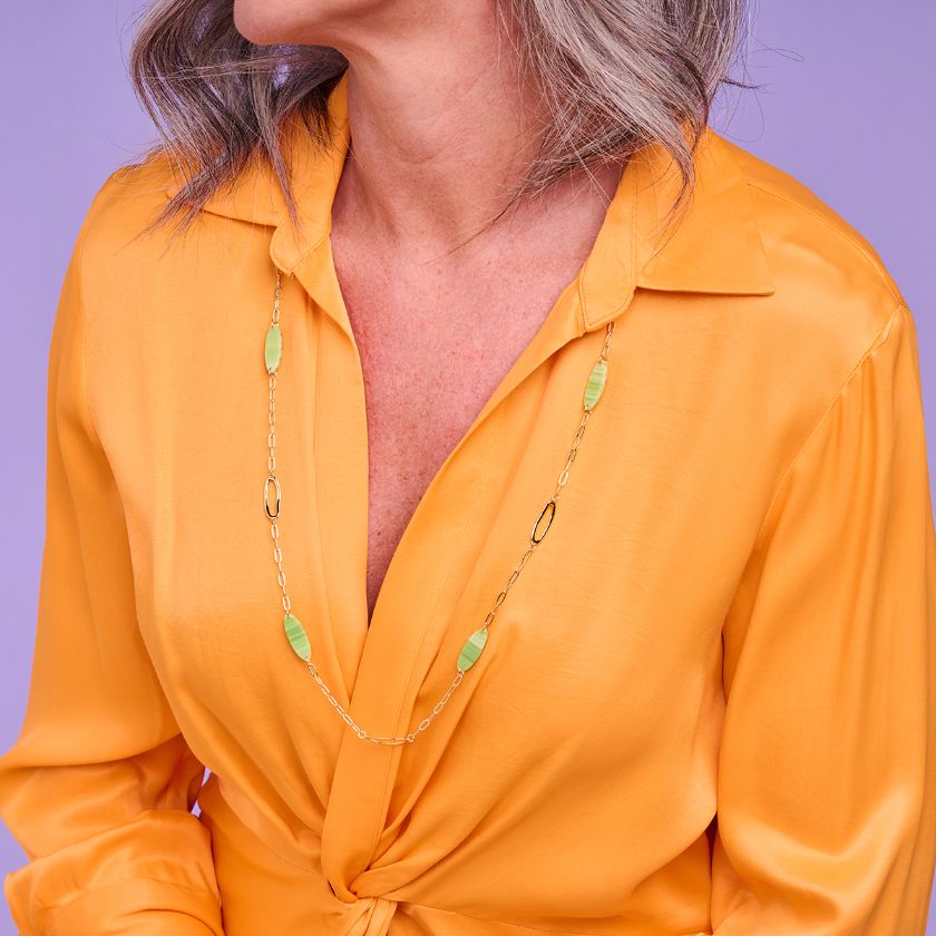 Collier - Macaolang Halsketting Groen