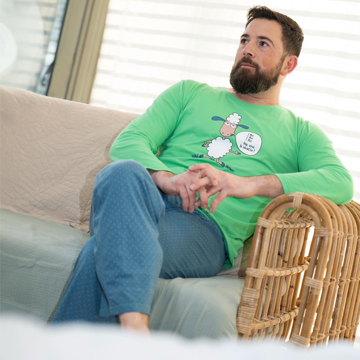 Homme - Long Pyjama - Vert 