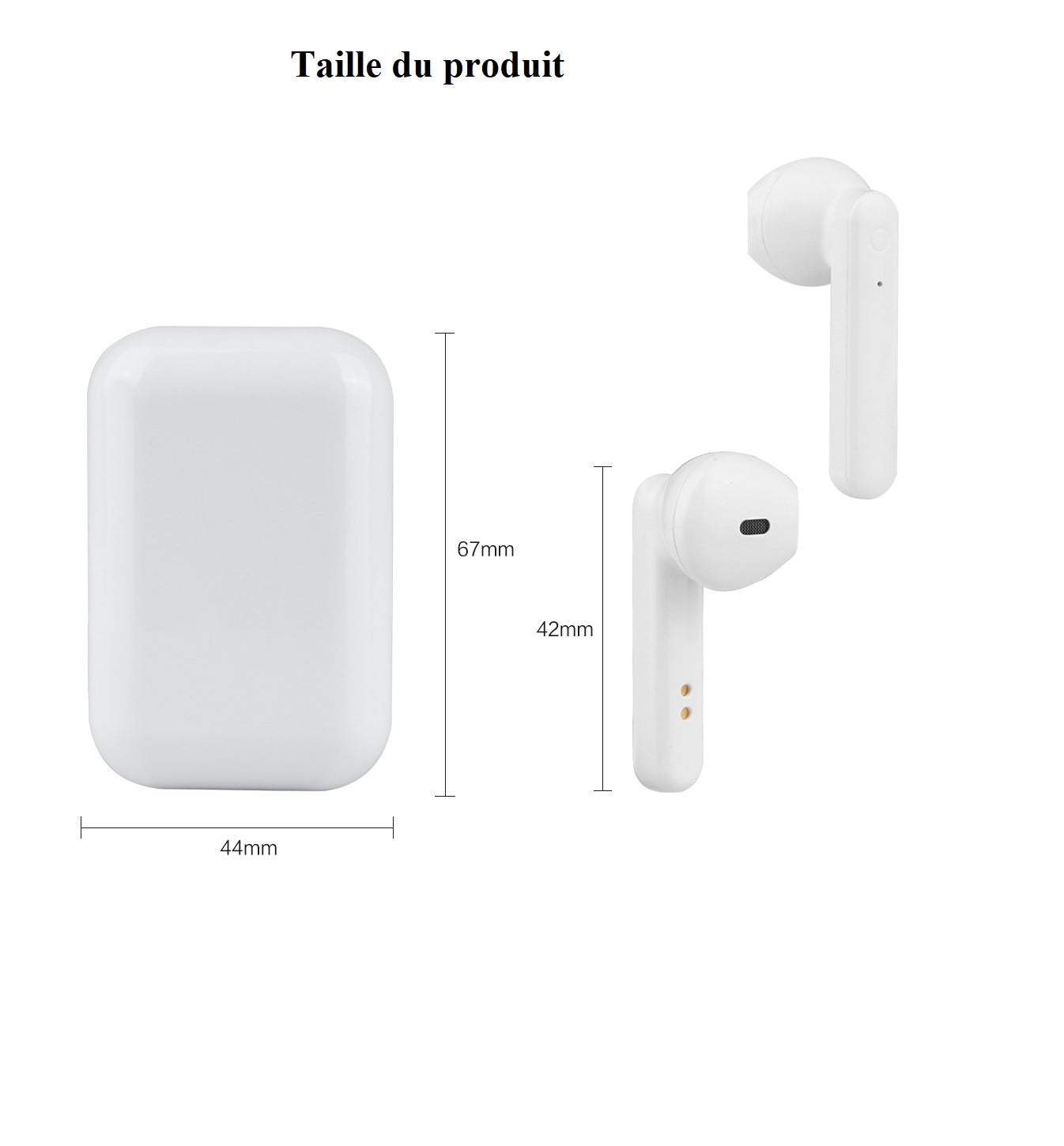 Earbuds Tactiles Bluetooth V5.0+Edr  - Blanc