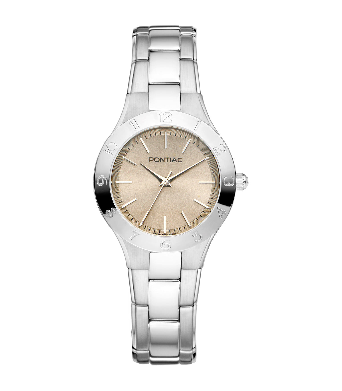 Pontiac - Auriga - Vrouwen - Bracelet Argenté - Cadran Brun - Boitier Argenté