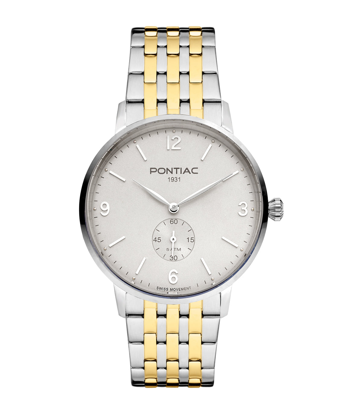 Pontiac - Arthur - Man - Bracelet Argenté/Doré - Cadran Gris - Boitier Argenté