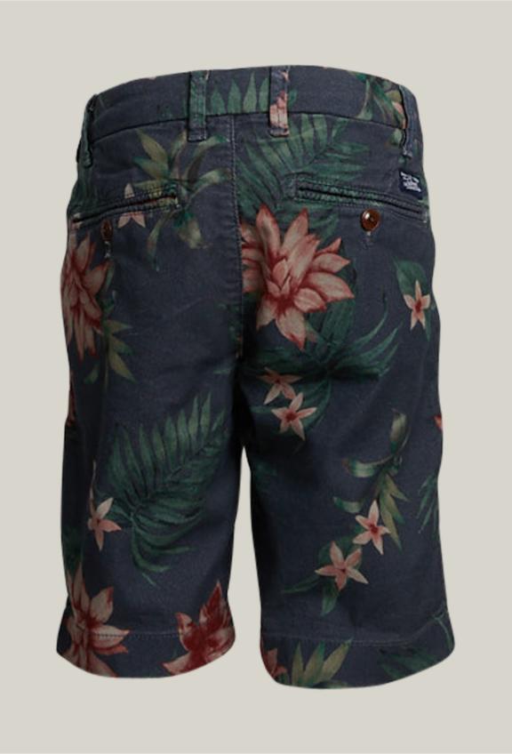 Red Flower Print Pleat Short - Marron