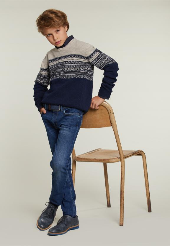 Custom Fit Cotton Shirt Navy - Bleu