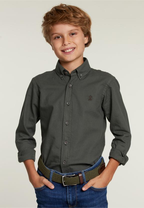 Custom Fit Cotton Shirt Sporty - Vert