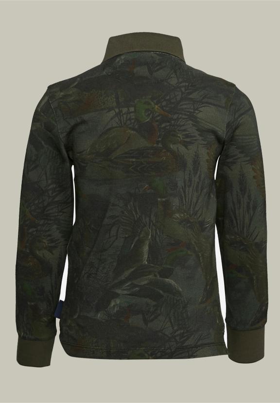 Floral Polo Long Sleeves Khaki - Vert
