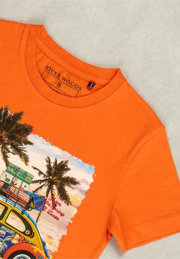 Normal Fit Basic T-Shirt In Sunrise - Orange
