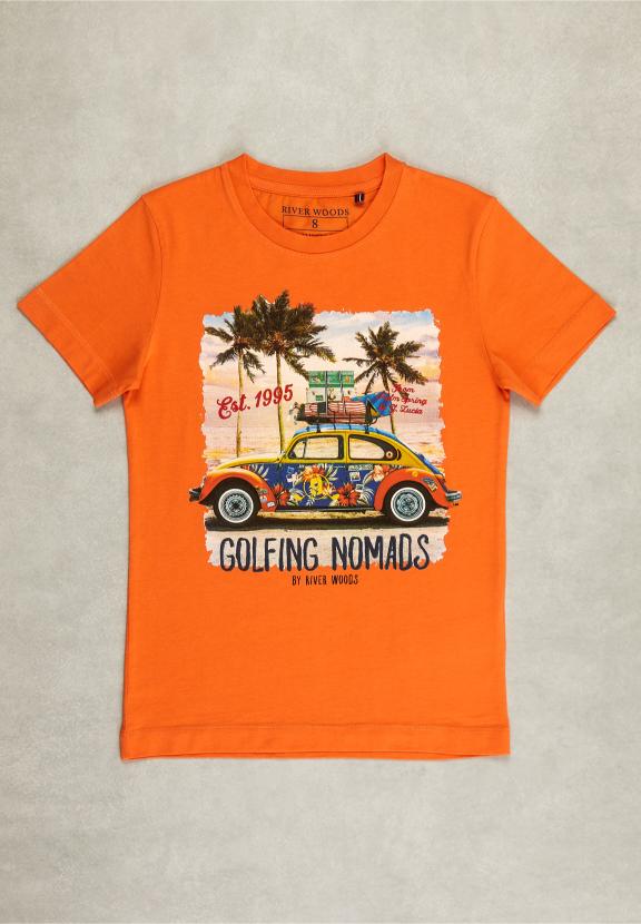 Normal Fit Basic T-Shirt In Sunrise - Orange