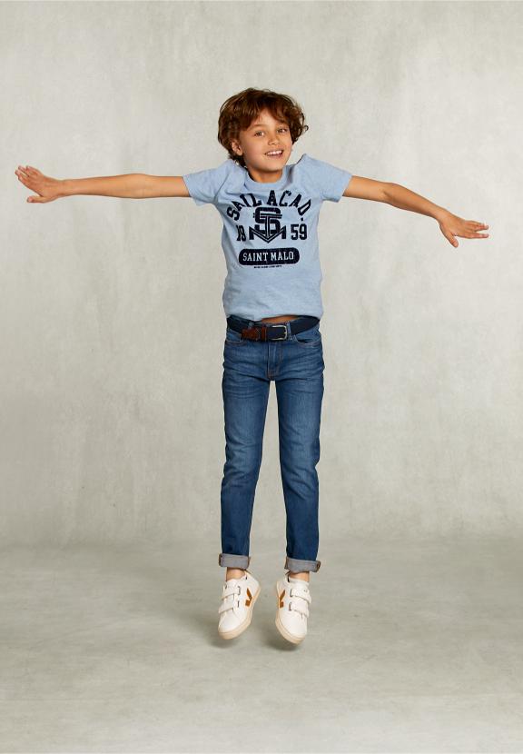 Normal Fit Basic T-Shirt Dark Victoria Mix - Bleu