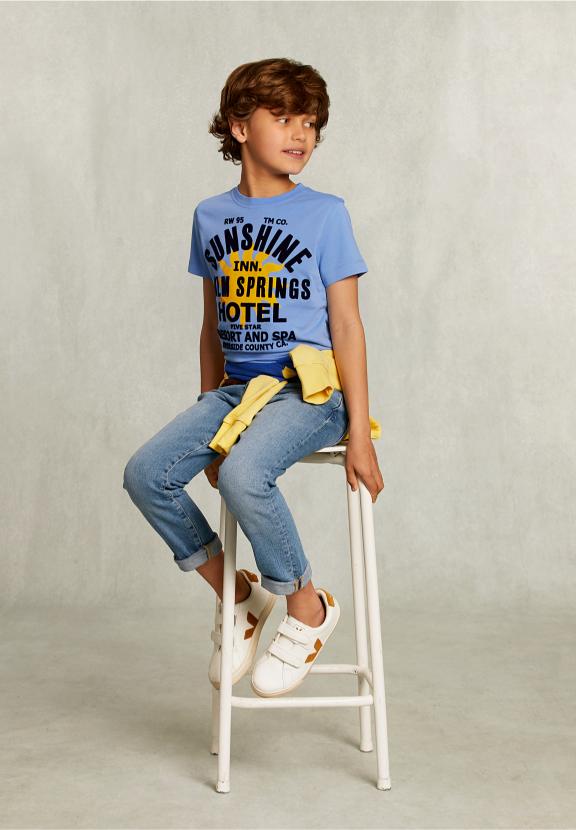 Normal Fit Basic T-Shirt Nile - Bleu