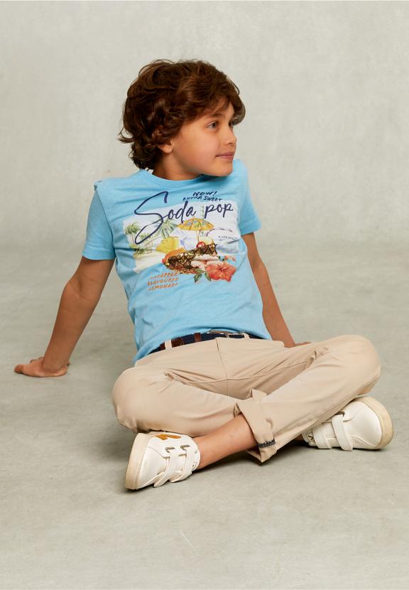 Normal Fit Basic T-Shirt Bora Bora Mel - Bleu