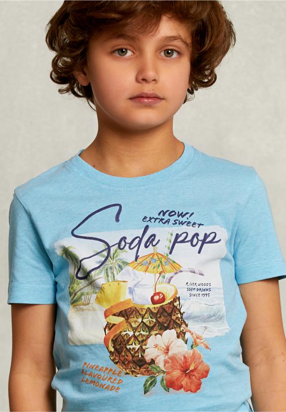 Normal Fit Basic T-Shirt Bora Bora Mel - Bleu