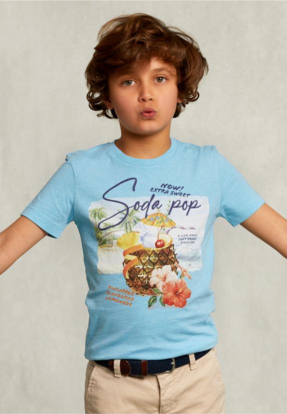 Normal Fit Basic T-Shirt Bora Bora Mel - Bleu