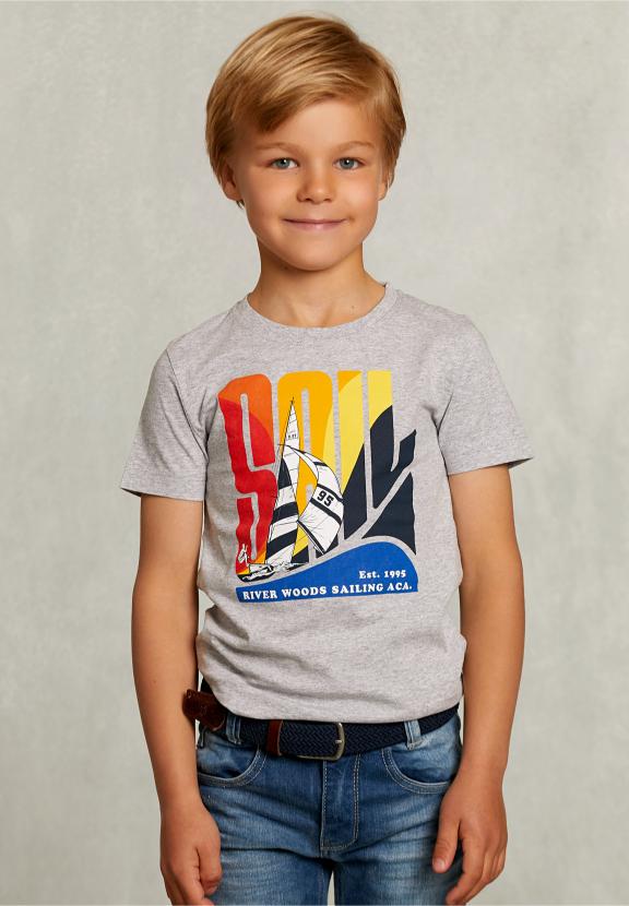 Normal Fit Basic T-Shirt Dark Oyster Mix - Gris