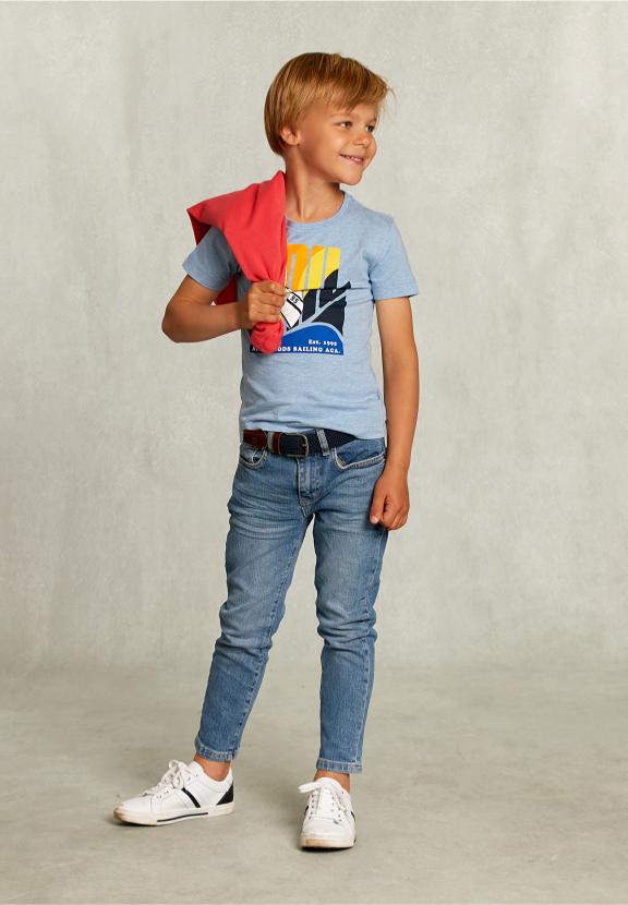 Normal Fit Basic T-Shirt Dark Victoria Mix - Bleu