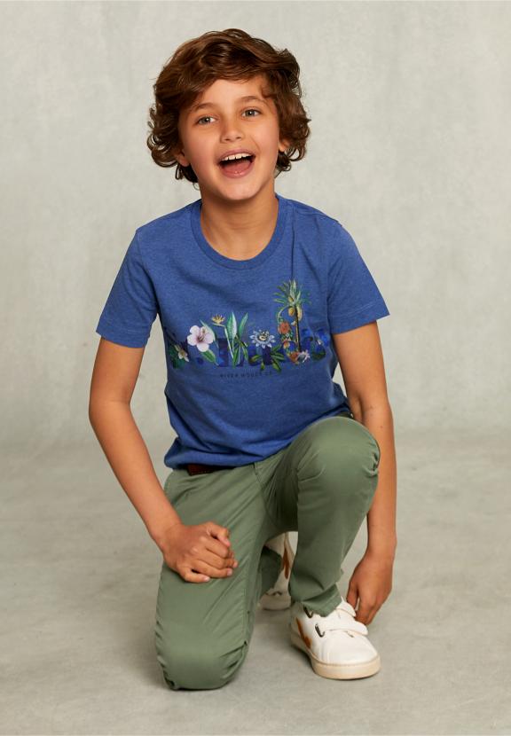 Normal Fit Basic T-Shirt Wallstreet Mel - Bleu