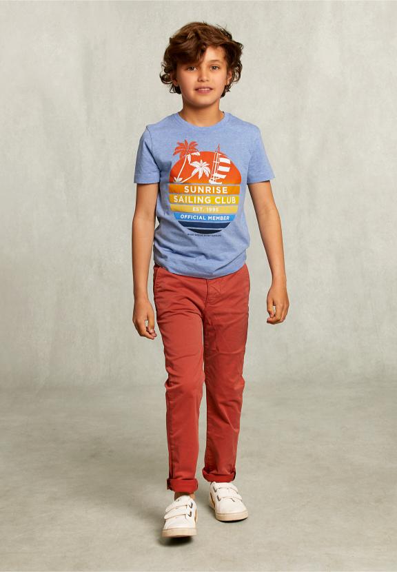 Normal Fit Basic T-Shirt Mix Blue Gin - Bleu