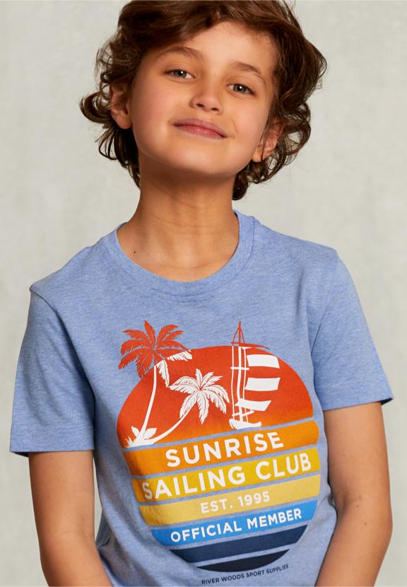 Normal Fit Basic T-Shirt Mix Blue Gin - Bleu