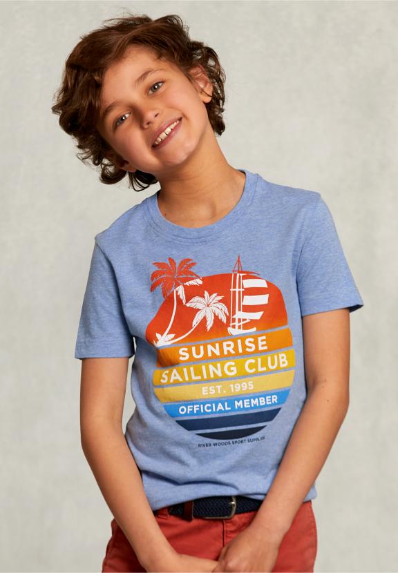 Normal Fit Basic T-Shirt Mix Blue Gin - Bleu