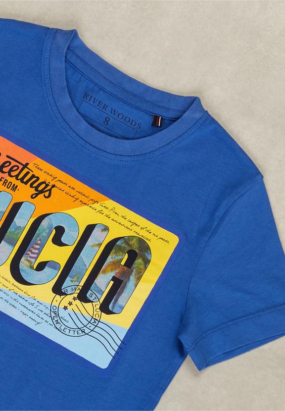 Normal Fit Basic T-Shirt In Caribbean Blue - Bleu