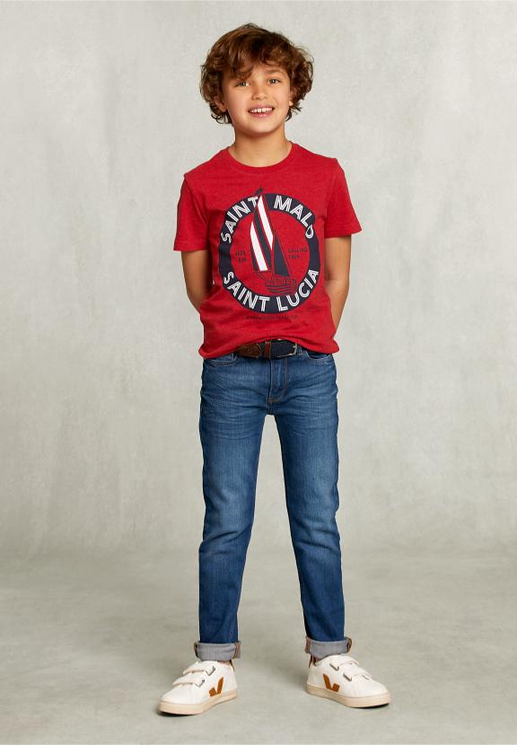 Normal Fit Basic T-Shirt Bloody Mary Mel - Rouge