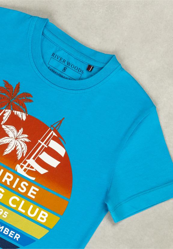 Normal Fit Basic T-Shirt In Aruba - Bleu