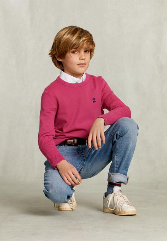 Normal Fit Basic Crew Neck Pullover Amaranth - Rose