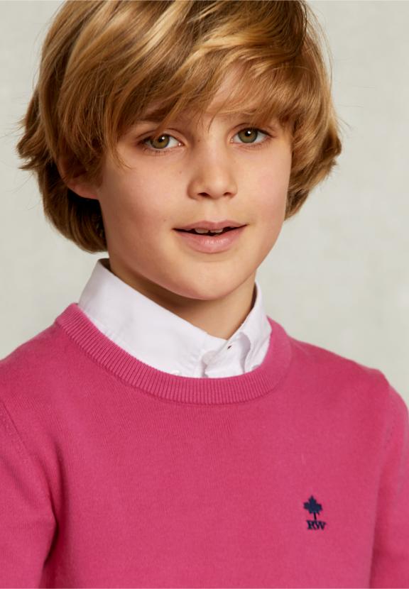 Normal Fit Basic Crew Neck Pullover Amaranth - Rose