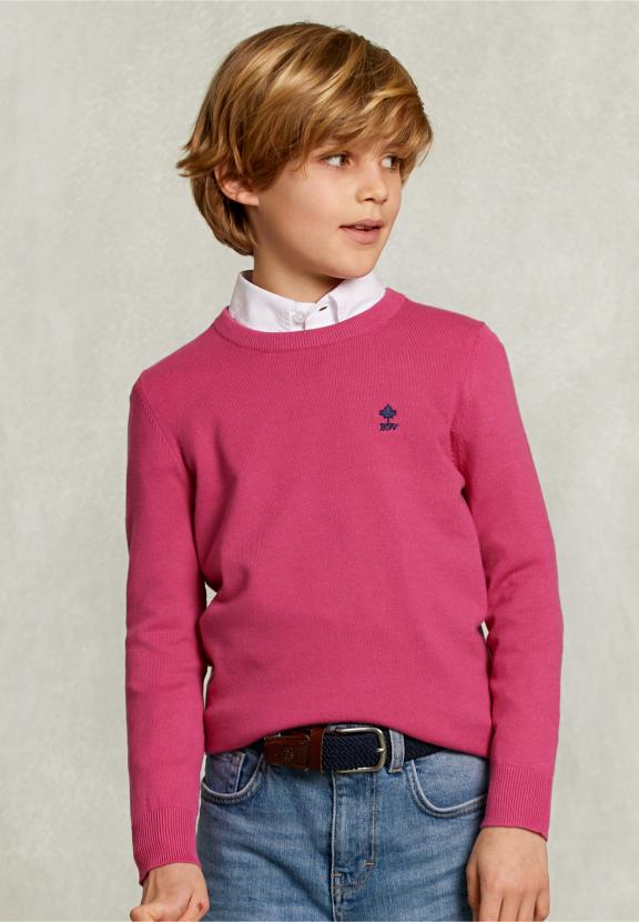 Normal Fit Basic Crew Neck Pullover Amaranth - Rose