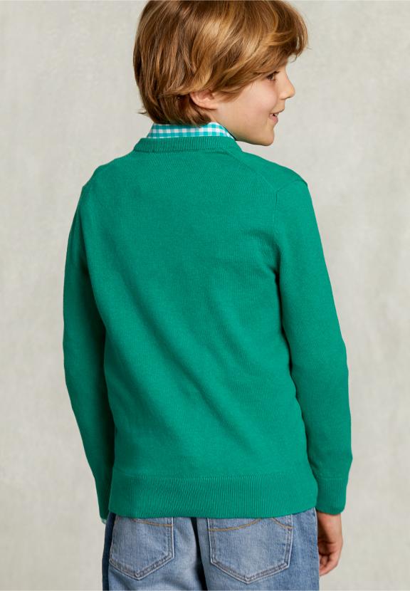 Normal Fit Basic V-Neck Pullover Green Twist Mix - Vert