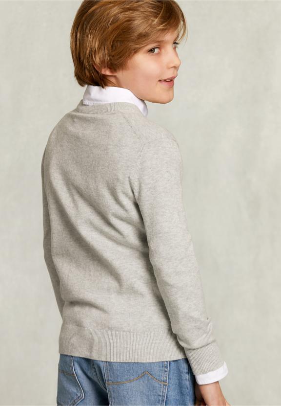 Normal Fit Basic V-Neck Pullover Oyster Mix - Gris