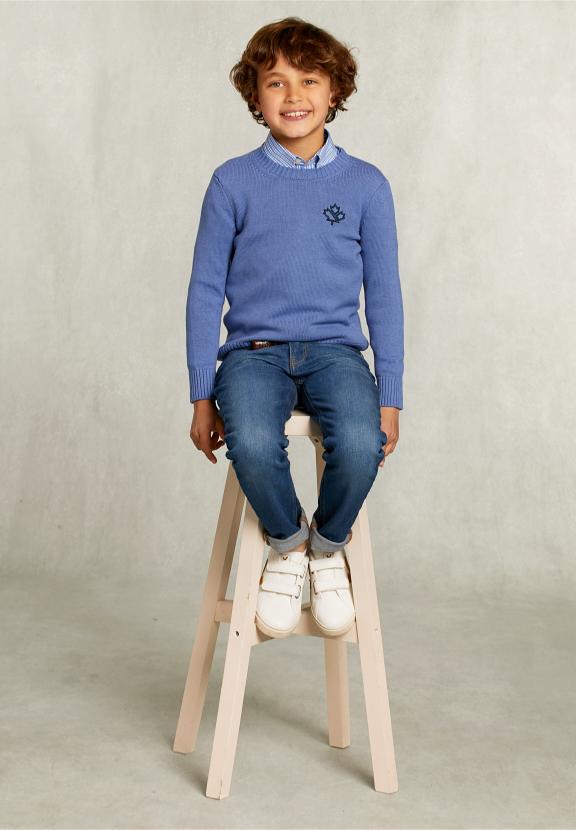 Custom Fit Cotton/Wool Sweater Jeans Mix - Bleu