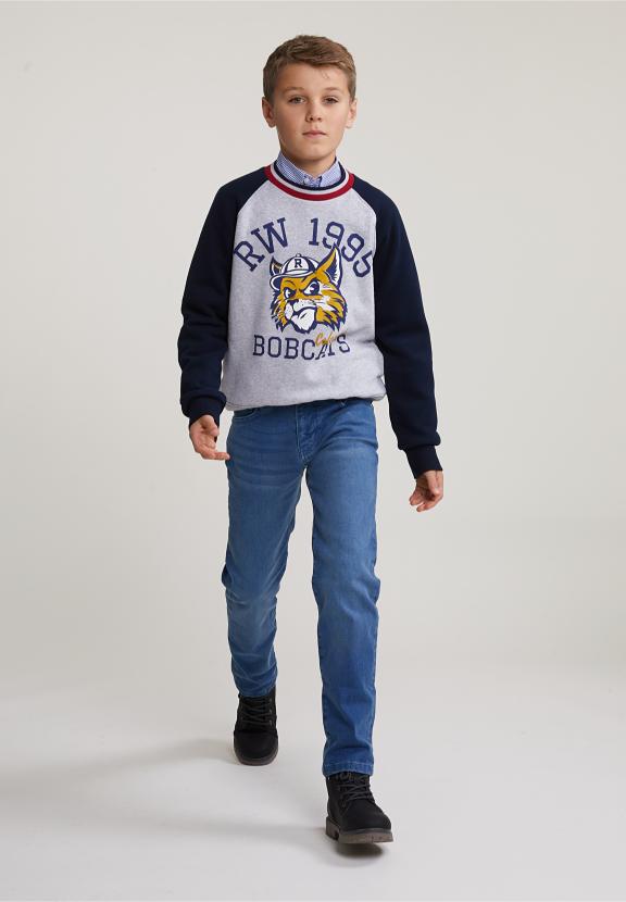 Fantasy Crew Neck Sweater Lt Heather Mix/Navy - Gris